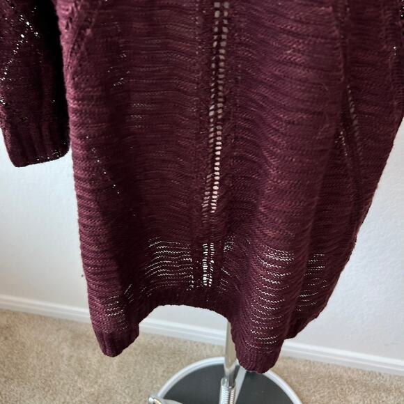 Vintage Y2K Open Front Cardigan Sweater size Large Burgundy Whimsygoth - Picture 2 of 10